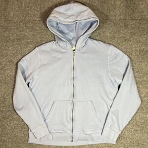 Pact Hoodie Womens Large Blue Full Zip Organic Cotton Fleece Sweatshirt Casual